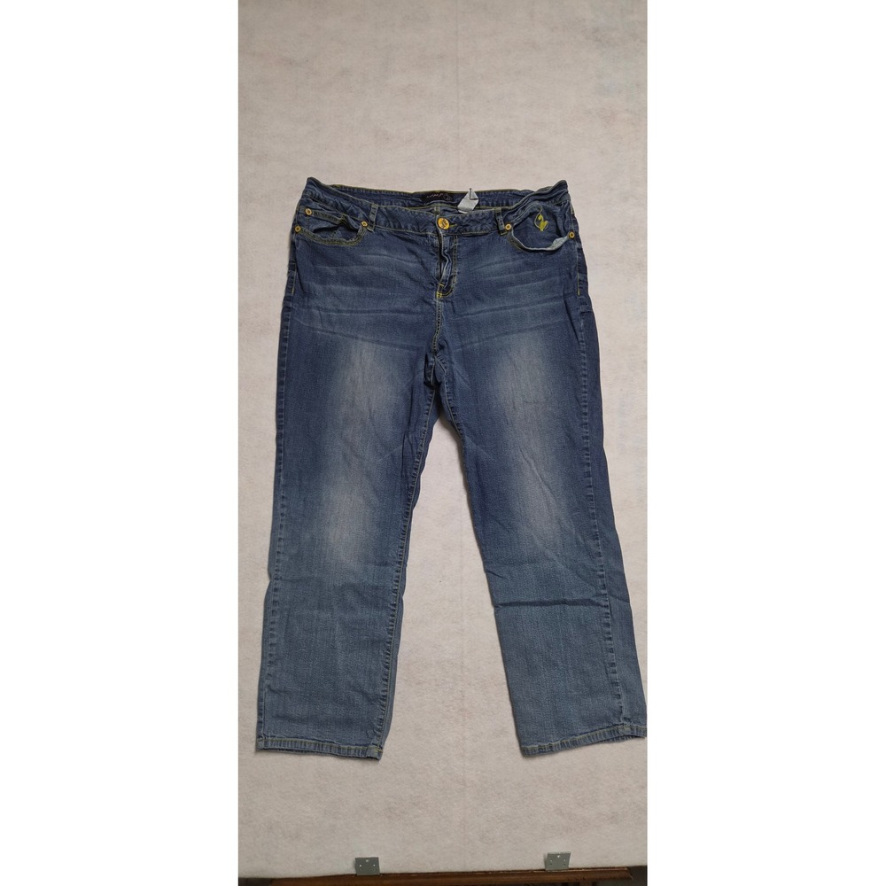Baby Phat Denim Jeans Size 24 Blue Straight Leg Embroidered Logo